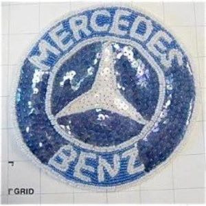MERCEDES BENZ PATCH BLUE AND WHITE 6" Sequin